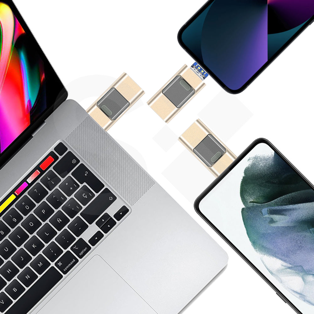 SOONTEC 128 GB 3.0 USB-Stick Memory Stick 3 in 1 USB-C / USB / Lightning für iPhone (Gold)