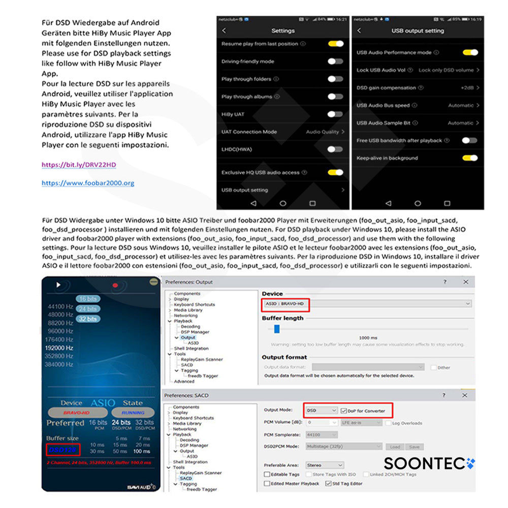 Soundkarte Hi-Res DAC Kopfhörer ES9281 externer Verstärker
