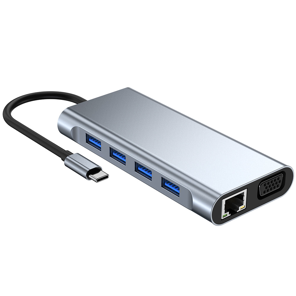 SOONTEC Kompakt HDMI Adapter, 11 in 1 Multiport-Dock 4K-Adapter, HDMI / USB-C / DP / USB-3.0 / microSD Laptop Zubehör