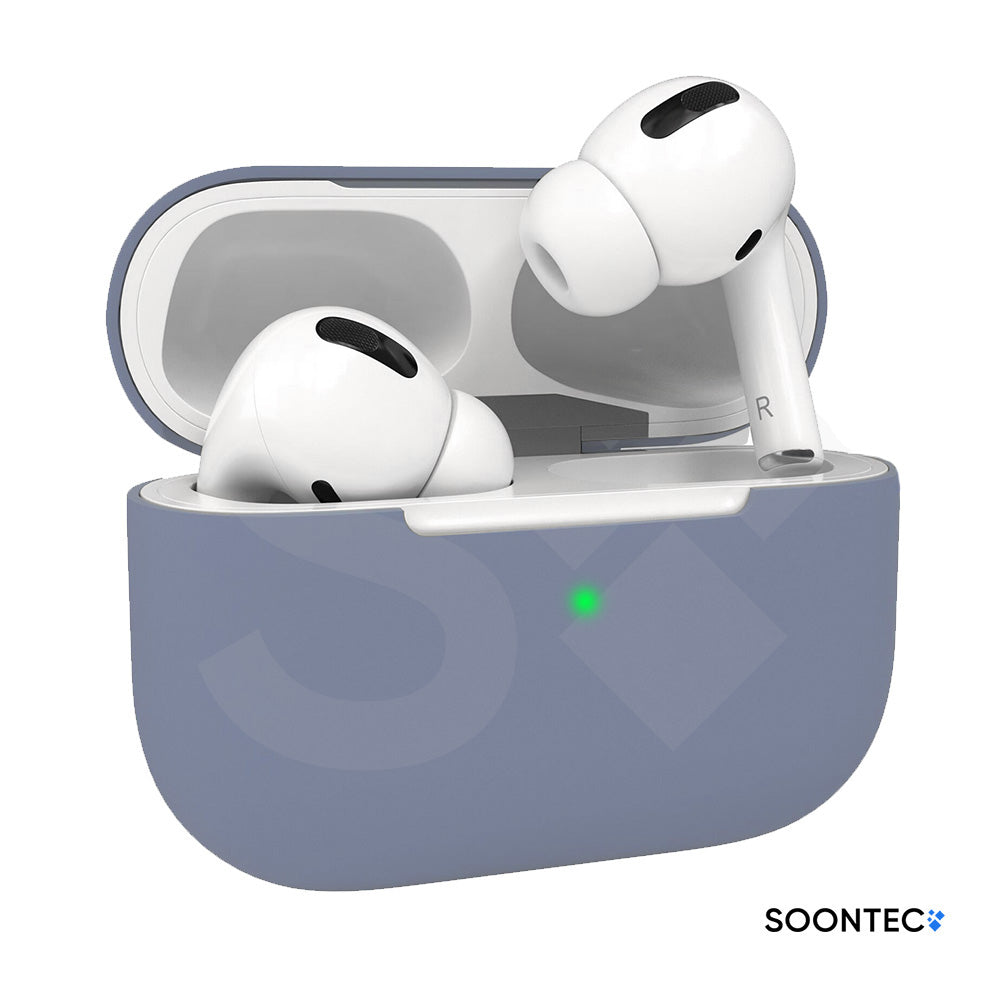 SOONTEC Silikon-Schutzhüllen für Apple AirPods Pro 1 & 2, mit präzisen Aussparungen für Lautsprecher, USB-C/Lightning-Ladeanschluss und sichtbarer Front-LED lavendel
