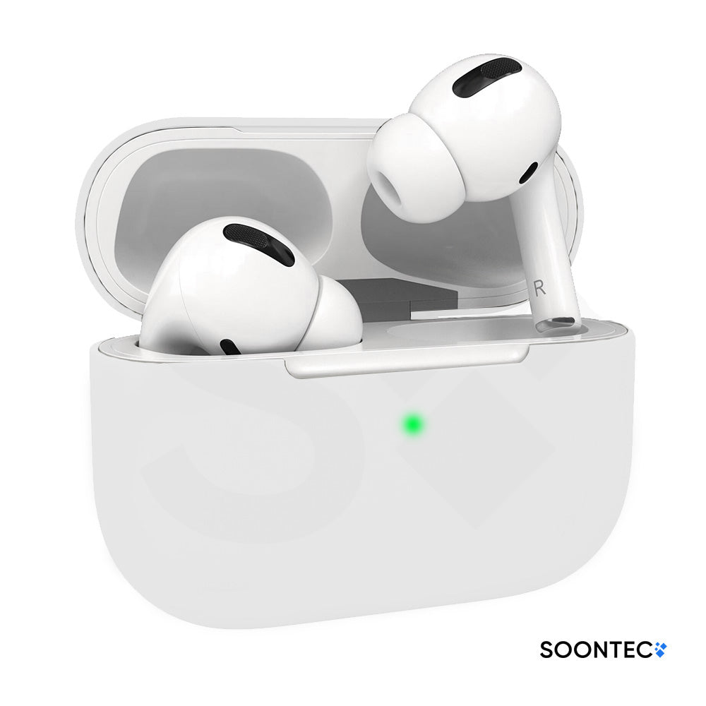 SOONTEC Silikon-Schutzhüllen für Apple AirPods Pro 1 & 2, mit präzisen Aussparungen für Lautsprecher, USB-C/Lightning-Ladeanschluss und sichtbarer Front-LED transparent
