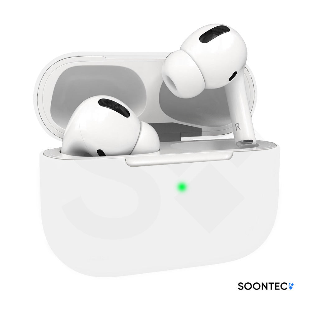 SOONTEC Silikon-Schutzhüllen für Apple AirPods Pro 1 & 2, mit präzisen Aussparungen für Lautsprecher, USB-C/Lightning-Ladeanschluss und sichtbarer Front-LED weiss