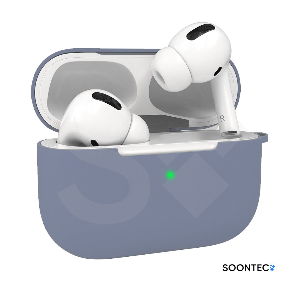 SOONTEC Silikon-Schutzhüllen für Apple AirPods Pro 1 & 2 i, inklusive Karabiner-Ring, mit präzisen Aussparungen für Lautsprecher, USB-C/Lightning-Ladeanschluss und sichtbarer Front-LED lavendel