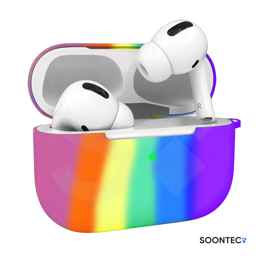 SOONTEC Silikon-Schutzhüllen für Apple AirPods Pro 1 & 2 in 8 Farben, inklusive Karabiner-Ring, mit präzisen Aussparungen für Lautsprecher, USB-C/Lightning-Ladeanschluss und sichtbarer Front-LED Regenbogen