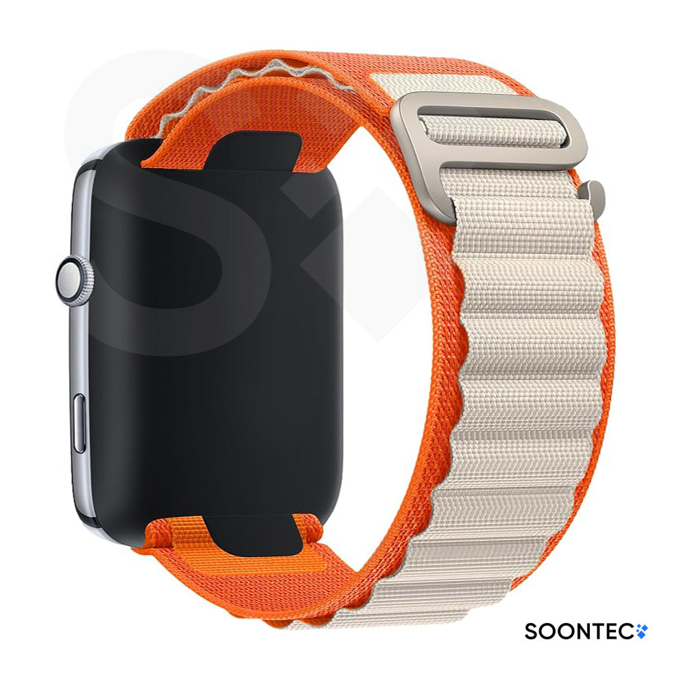 SOONTEC-Nylon-Loop-Armband-Apple-Watch-Ultra-Alpine-Look-Titan-Silber-G-Hook-Outdoor-Zweilagig-Gewebe-in-Orage-Grau