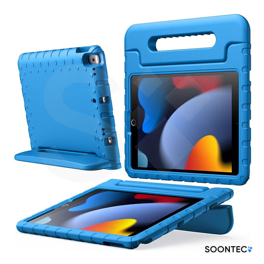 SOONTEC iPad Hülle für Kinder – Stoßfeste EVA Schutzhülle mit Griff & Ständer in Blau/Pink – passend für iPad 10.2, 10.9, Pro 11/13, Air 13, Mini 6/7