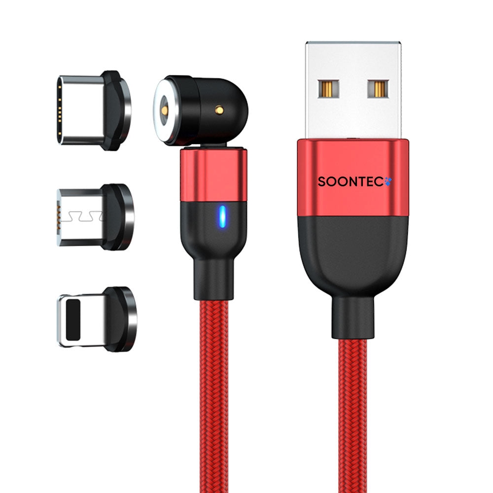Magnet Ladekabel SOONTEC 1/2m-3m Micro USB/USB-C/Lightning 2,4A magnetisches Ladekabel