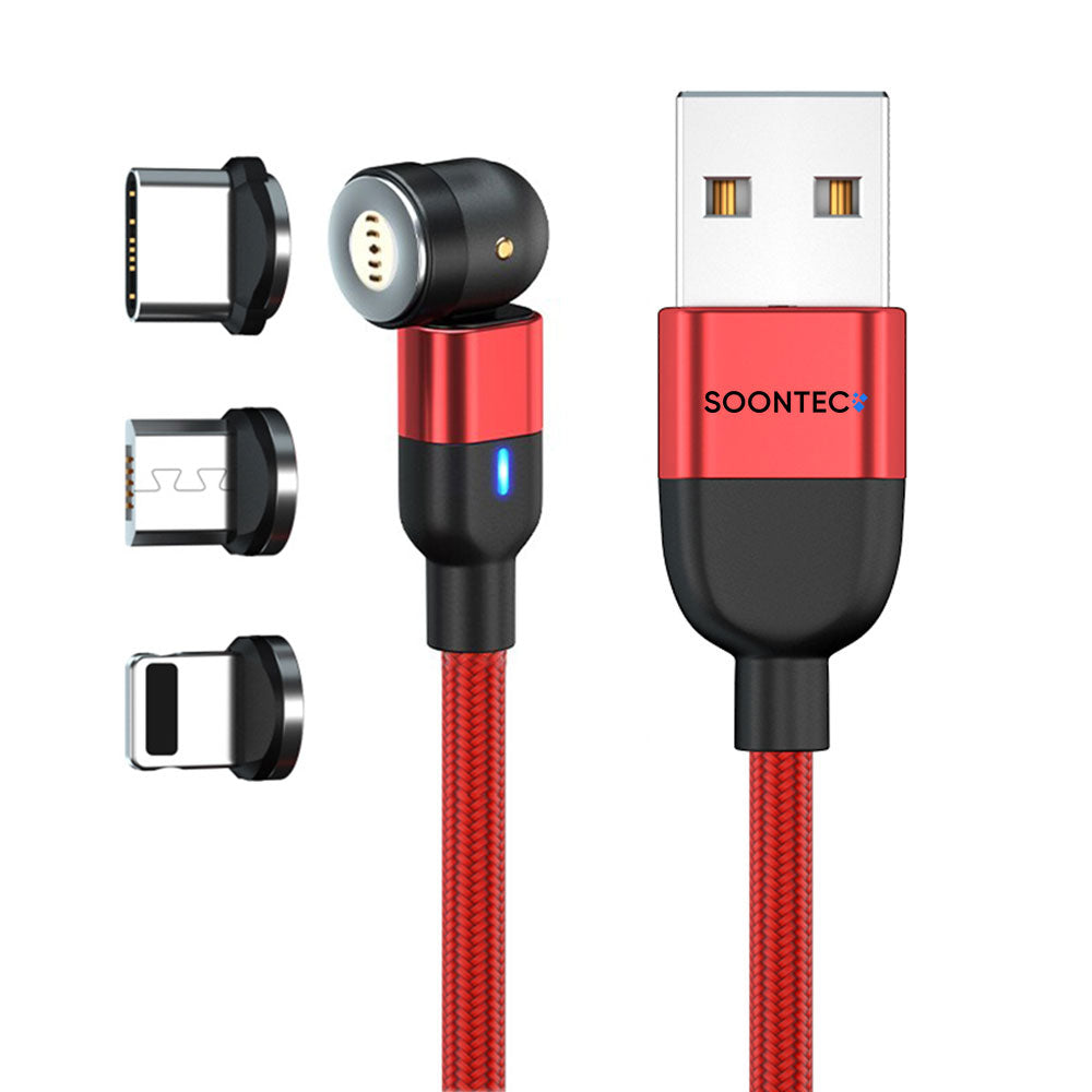 Magnet Ladekabel SOONTEC 1/2m-3m Micro USB/USB-C/Lightning 2,4A magnetisches Ladekabel