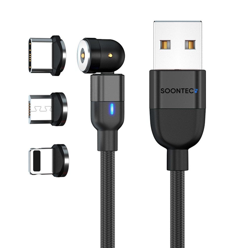 Magnet Ladekabel SOONTEC 1/2m-3m Micro USB/USB-C/Lightning 2,4A magnetisches Ladekabel