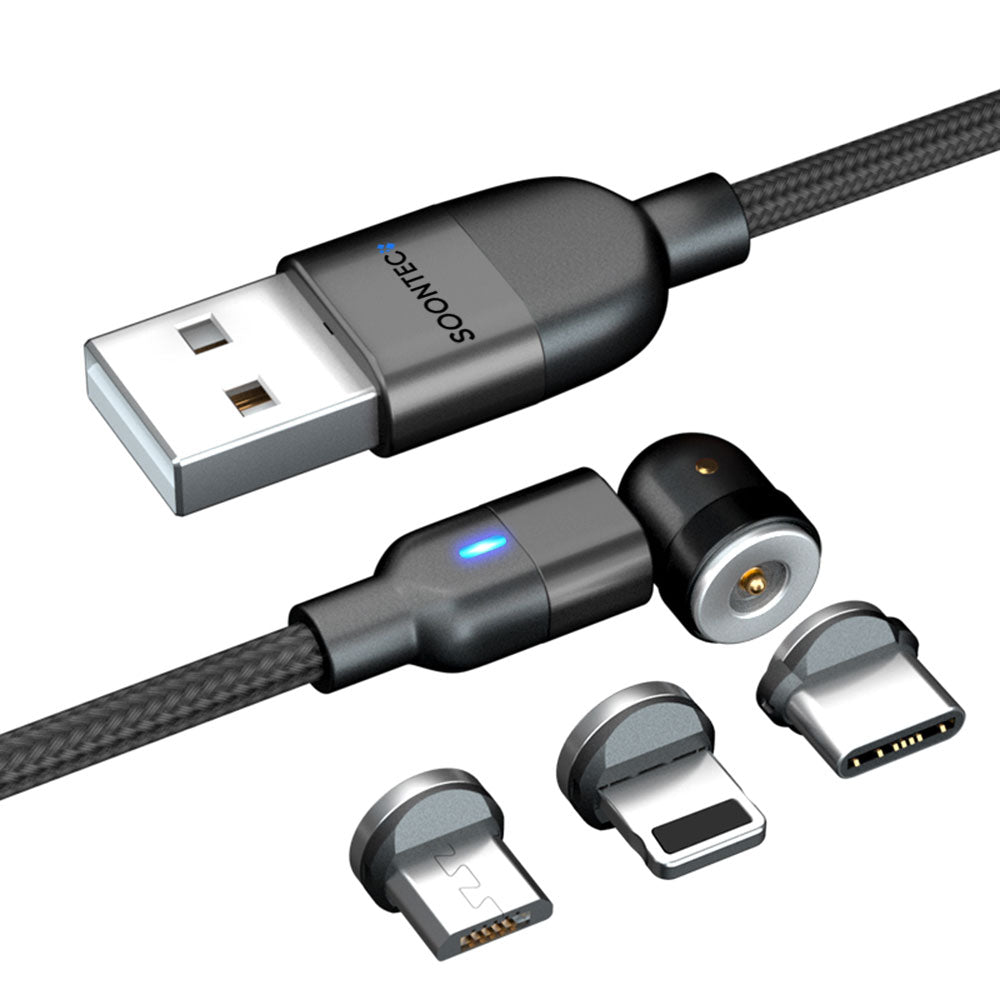 Magnet Ladekabel SOONTEC 1/2m-3m Micro USB/USB-C/Lightning 2,4A magnetisches Ladekabel