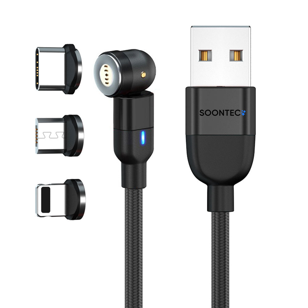 Magnet Ladekabel SOONTEC 1/2m-3m Micro USB/USB-C/Lightning 2,4A magnetisches Ladekabel