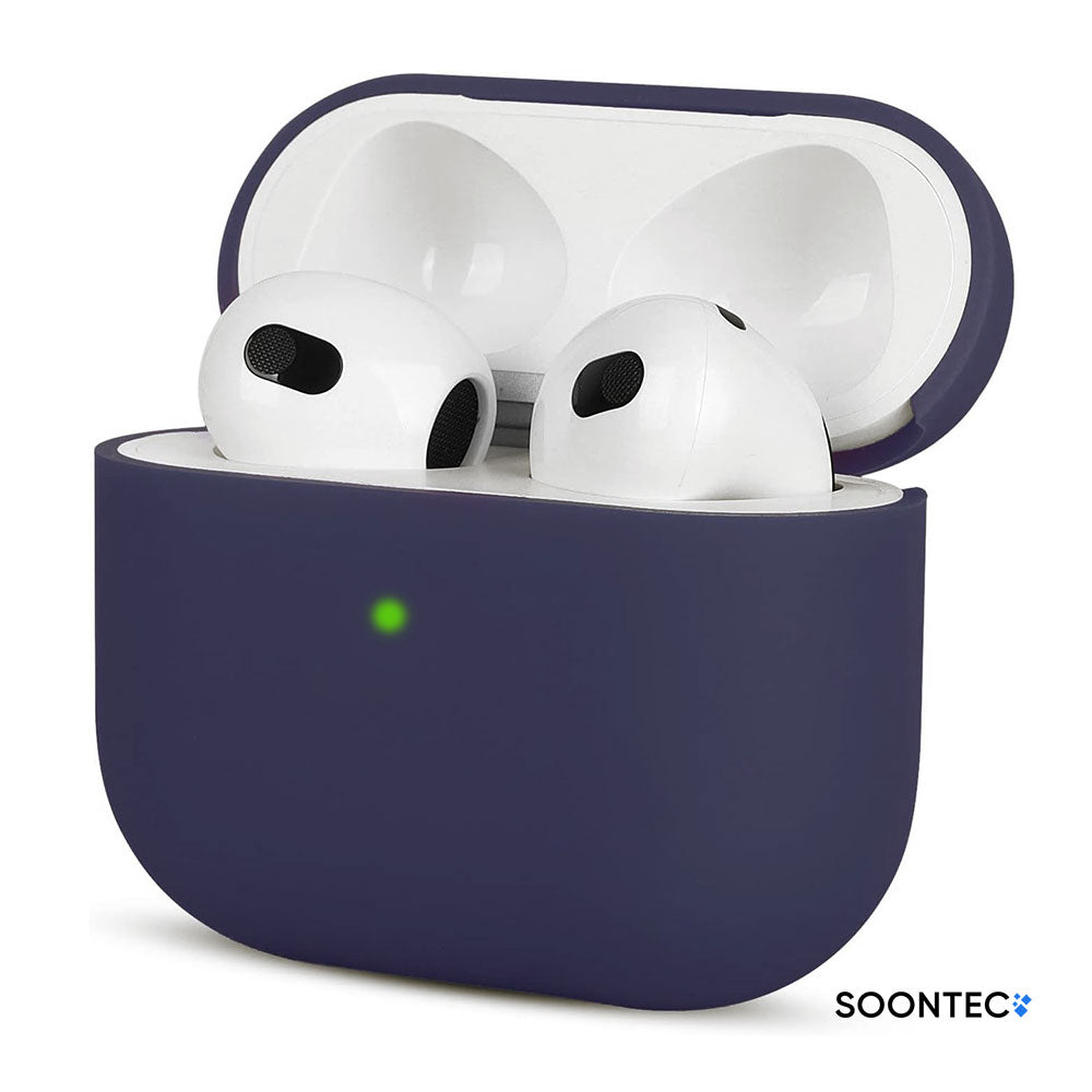SOONTEC Schutzhülle für Apple AirPods 3 aus stoßfestem Silikon in Dunkelblau, passgenau für das MagSafe Ladecase der 3. Generation
