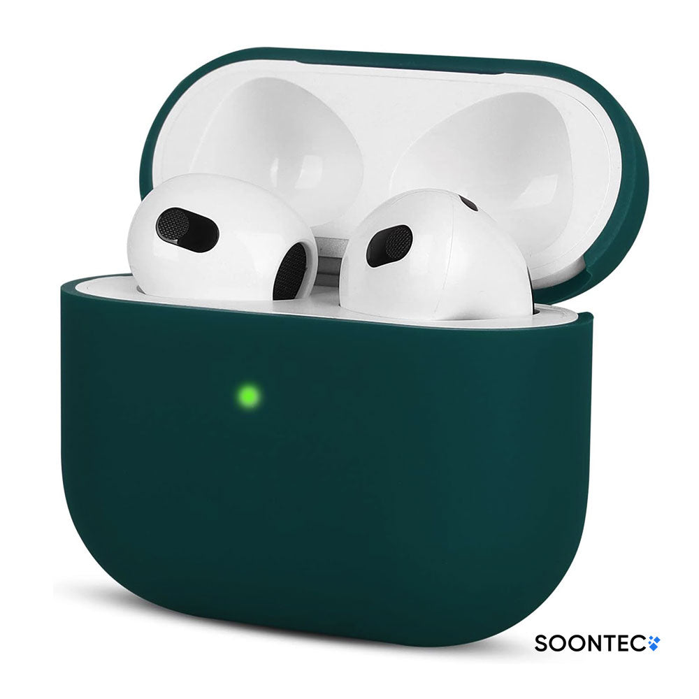 SOONTEC Schutzhülle für Apple AirPods 3 aus stoßfestem Silikon in Grün, passgenau für das MagSafe Ladecase der 3. Generation.