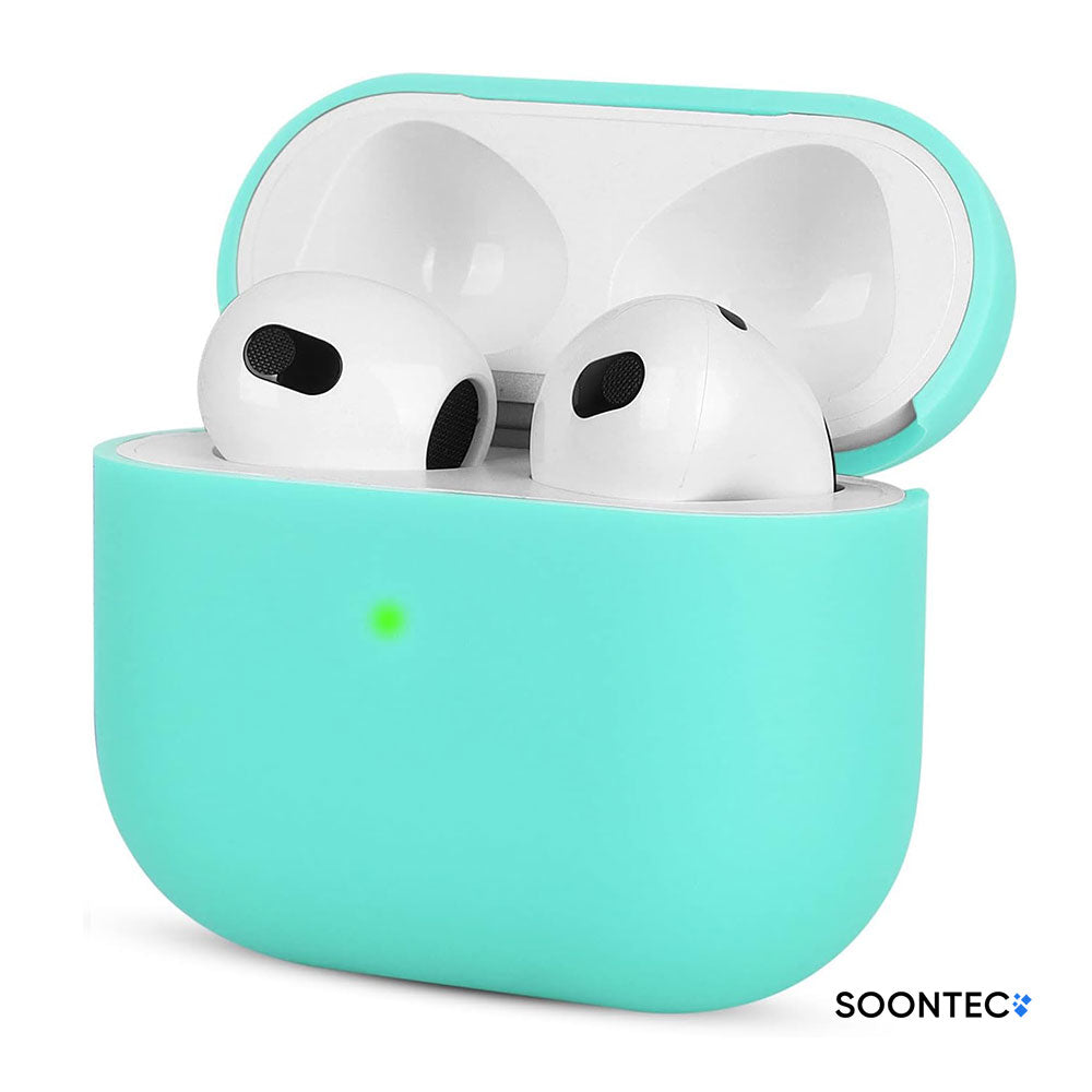 SOONTEC Schutzhülle für Apple AirPods 3 aus stoßfestem Silikon in Minzgrün, passgenau für das MagSafe Ladecase der 3. Generation.
