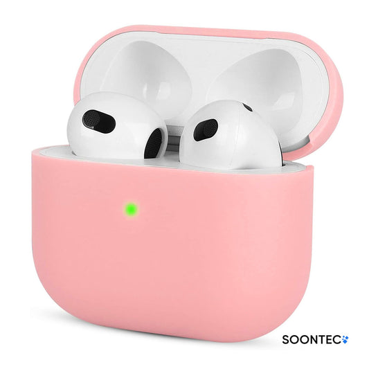 SOONTEC Schutzhülle für Apple AirPods 3 aus stoßfestem Silikon in Rosa, passgenau für das MagSafe Ladecase der 3. Generation.