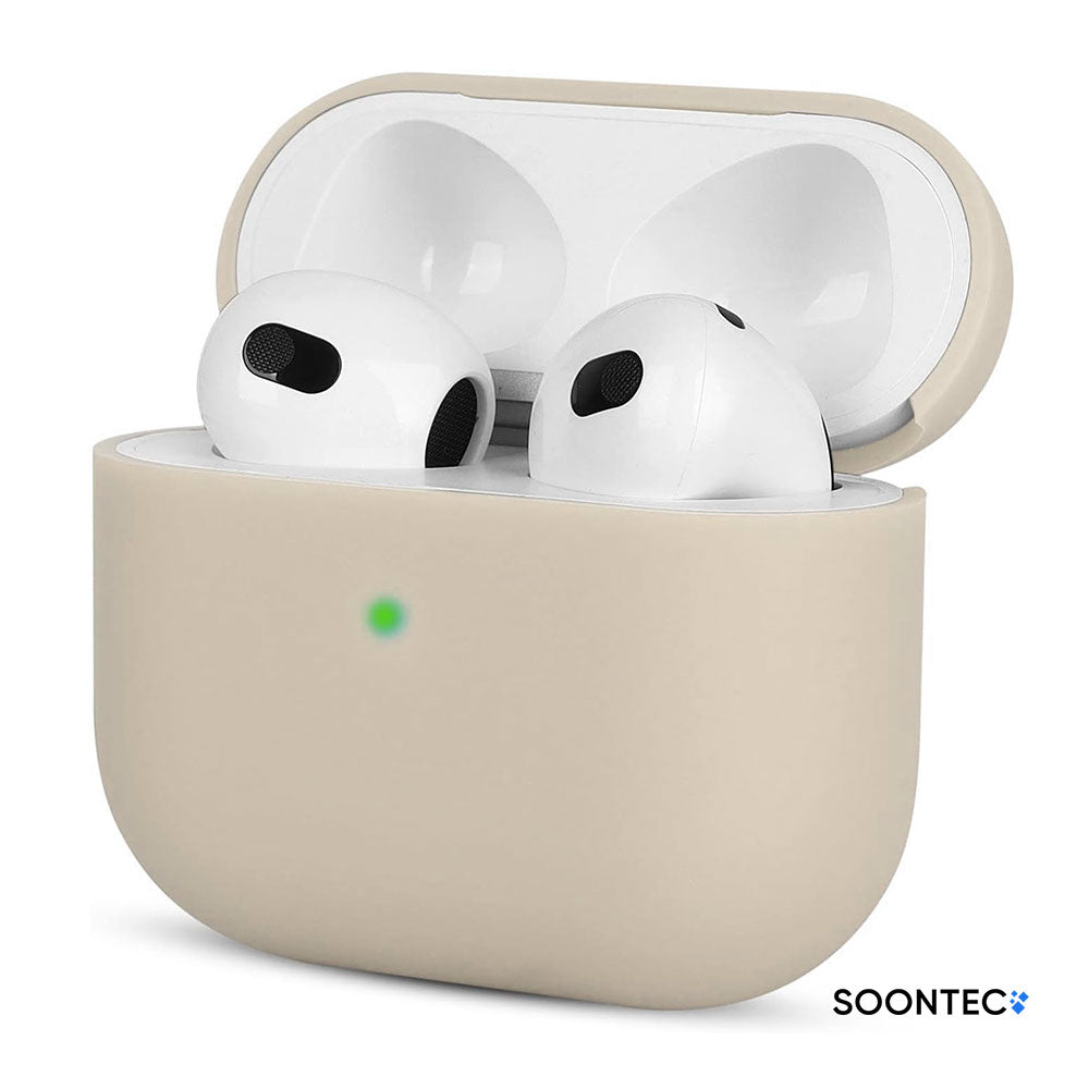 SOONTEC Schutzhülle für Apple AirPods 3 aus stoßfestem Silikon in Sternenlicht, passgenau für das MagSafe Ladecase der 3. Generation.