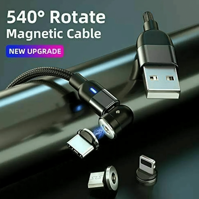 SOONTEC Magnetisches USB-Kabel Magnetladekabel / | Typ drehbar 2.4A Haushaltsgeräte / (Schwarz) USB Zubehör - PC, TV, SOONTEC für Onlineshop 2m Lightning 360°&180° Smartphone, Micro Ladekabel C Gaming