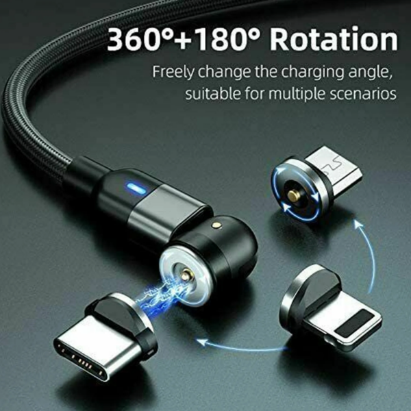 SOONTEC Magnetisches USB-Kabel Magnetladekabel drehbar 360°&180° Micro USB/Typ C/für Apple 2.4A Ladekabel 1m