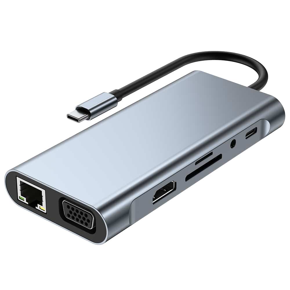 SOONTEC Kompakt USB-C Hub 11 in 1 Multiport-Dock 4K-Adapter, HDMI / USB-C / DP / USB-3.0 / microSD